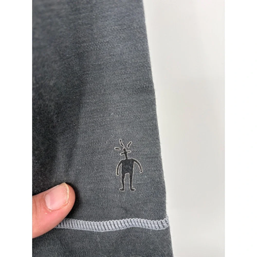 Smartwool Mens Small Merino Wool Striped Base Layer Long Sleeve Shirt Gray